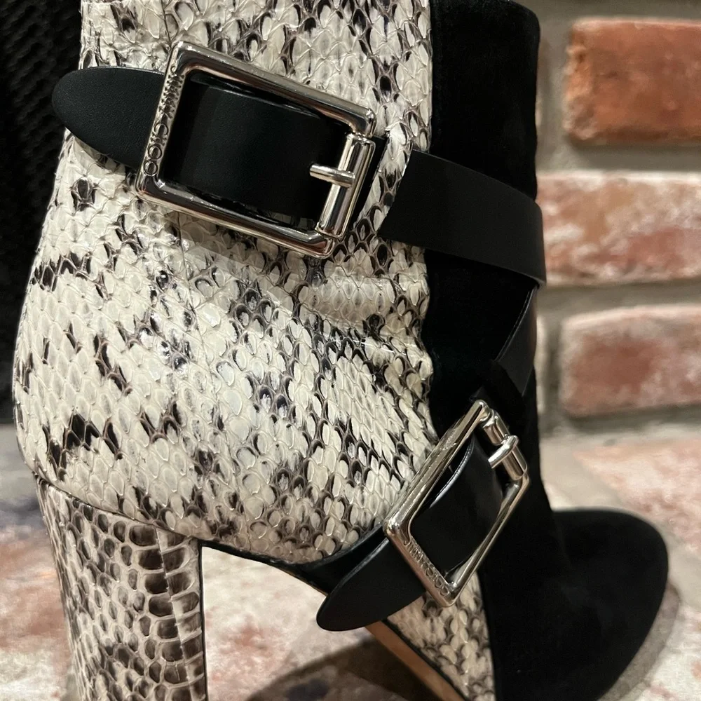 Jimmy Choo Dee Dee Watersnake Suede Ankle Boots sz 6.5 - Picture 7 of 12